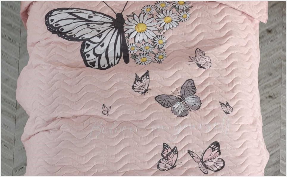 Aran Clasy Ranforce Yatak Örtüsü Seti Tek Kişilik Daisy Love  V2 Somon