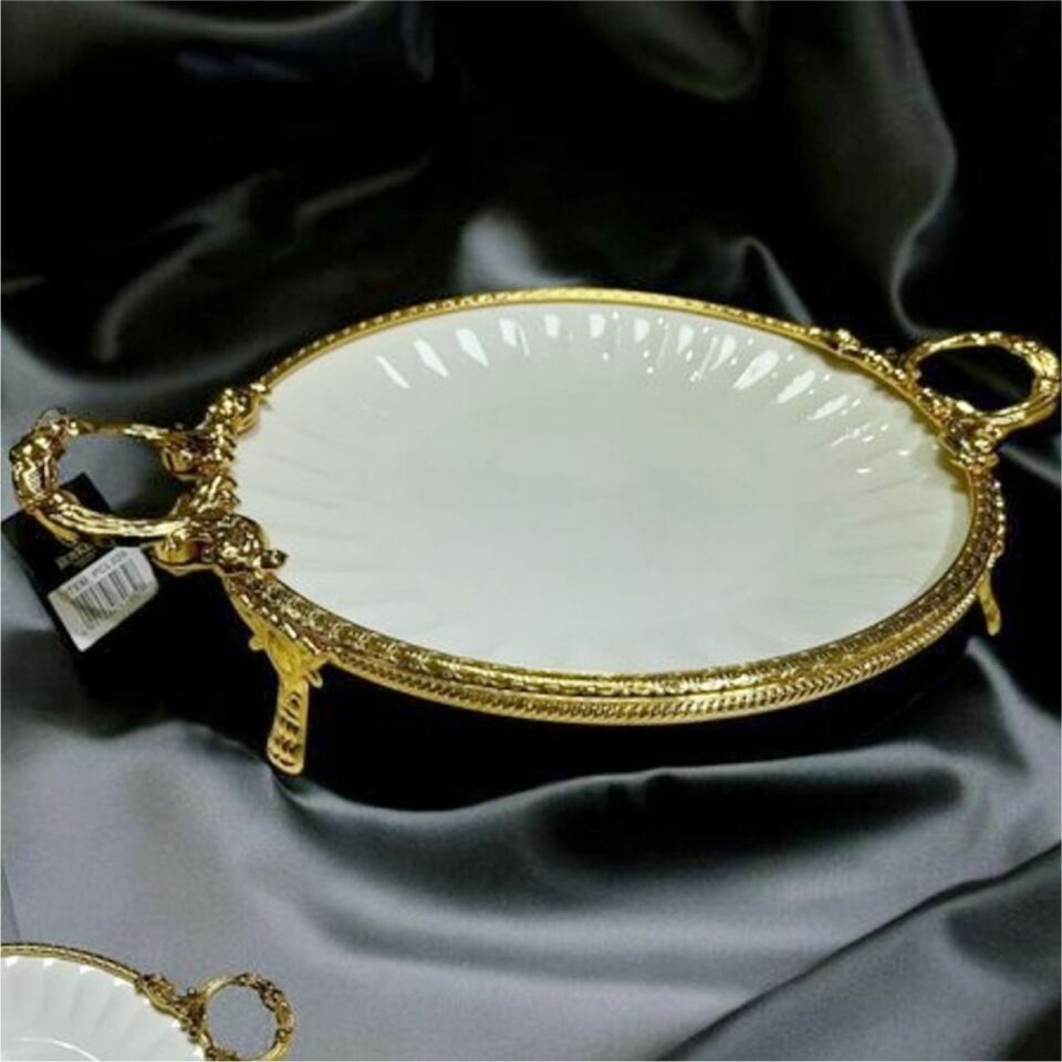 Rekabet Pcl 027 Elegance Yuvarlak  Sunum Tabak Gold 36 Cm