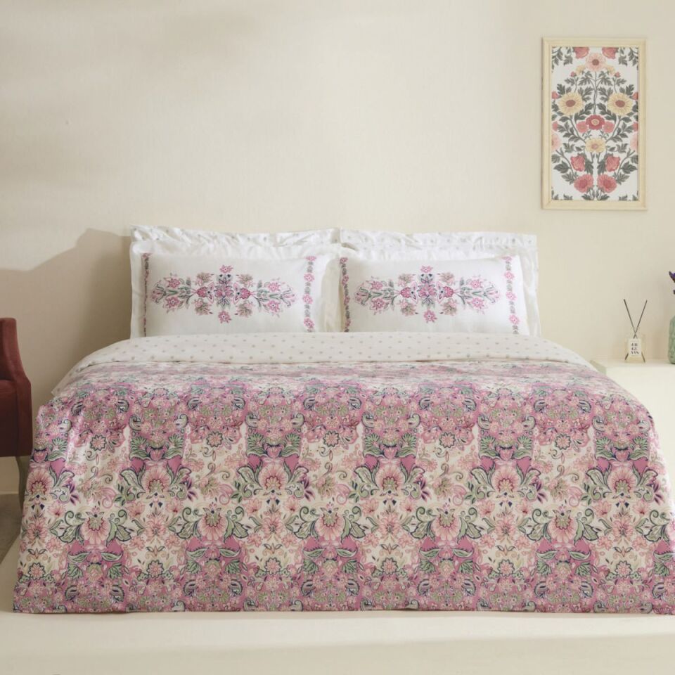 Karaca Home Arney %100 Pamuk Çift Kişilik Nevresim Takımı Pembe