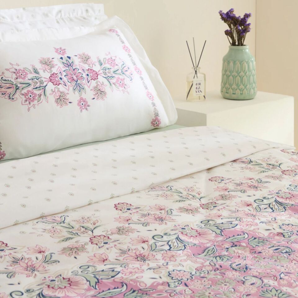 Karaca Home Arney %100 Pamuk Çift Kişilik Nevresim Takımı Pembe