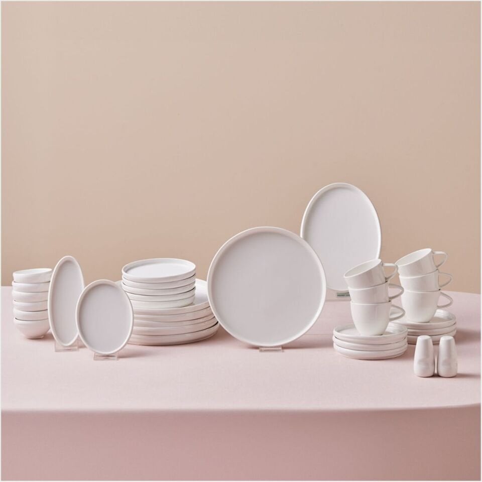 KARACA STREAM BONE SUNSET 34 PARÇA 6 KİŞİLİK KAHVALTI TAKIMI BEYAZ