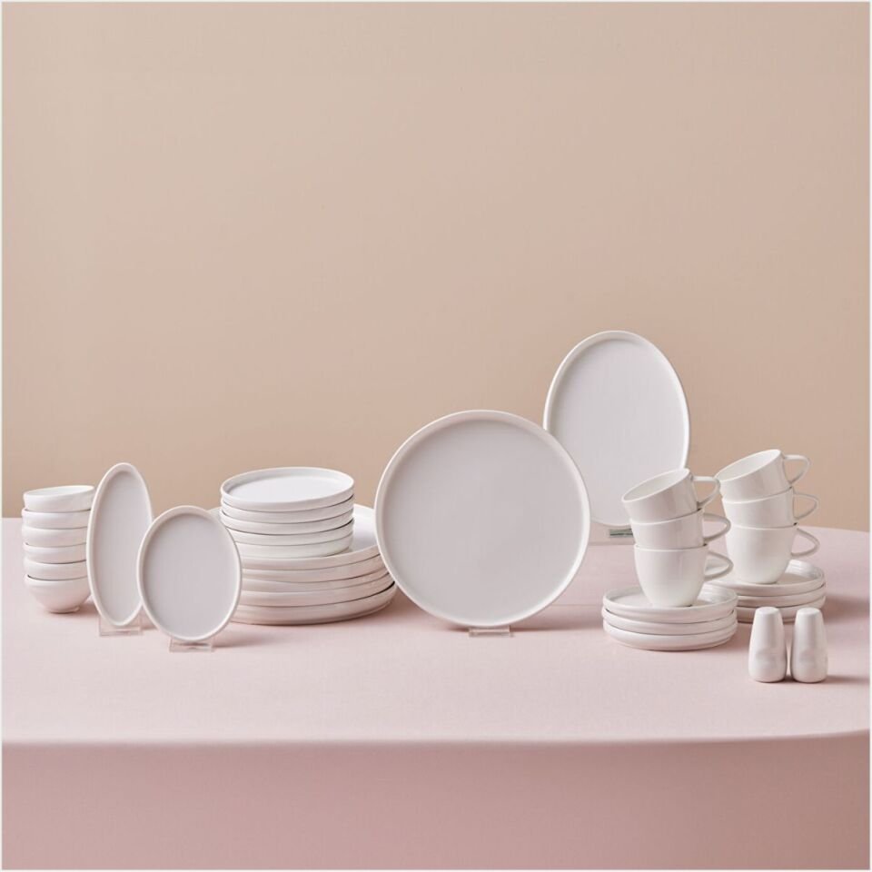 KARACA STREAM BONE SUNSET 34 PARÇA 6 KİŞİLİK KAHVALTI TAKIMI BEYAZ