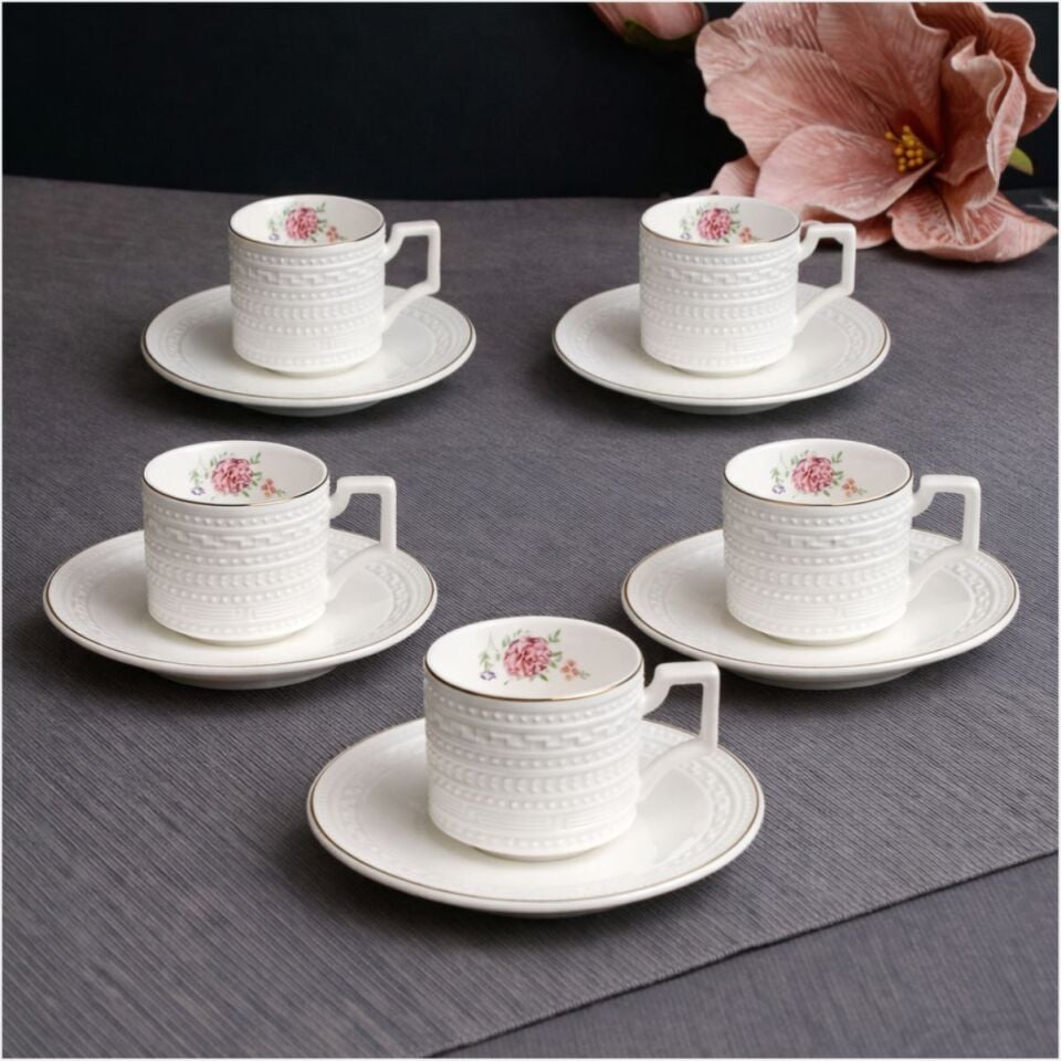 PAÇİ-LUNARIA KABARTMALI 6LI KAHVE-P/POR-102223