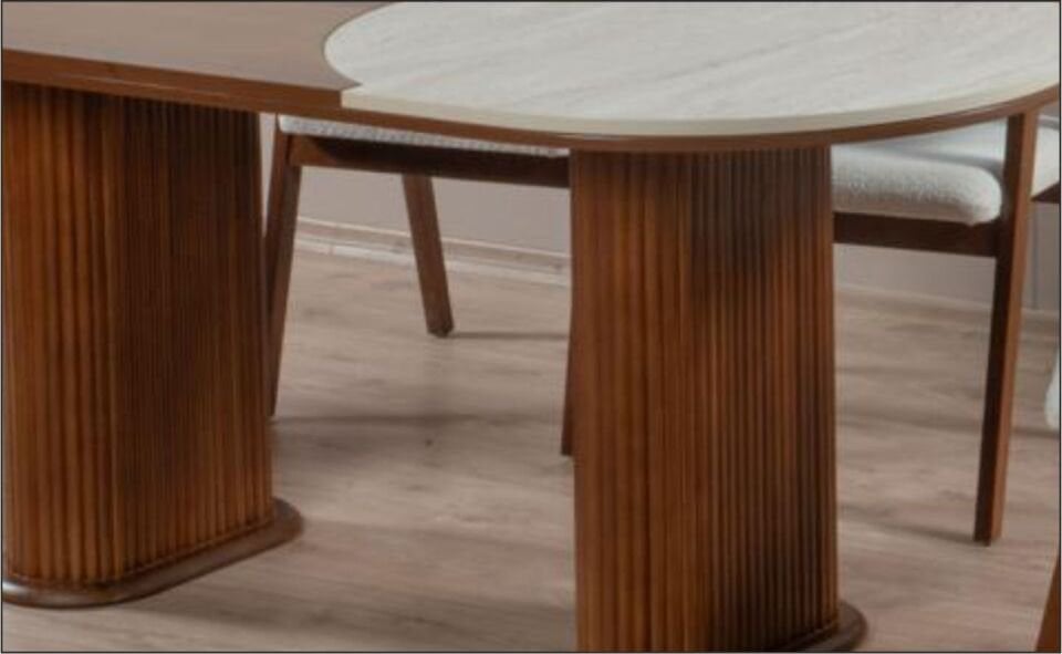 CEMALOĞLU NARİN MASA 90*180 TRAVERTEN CEVİZ AYAK