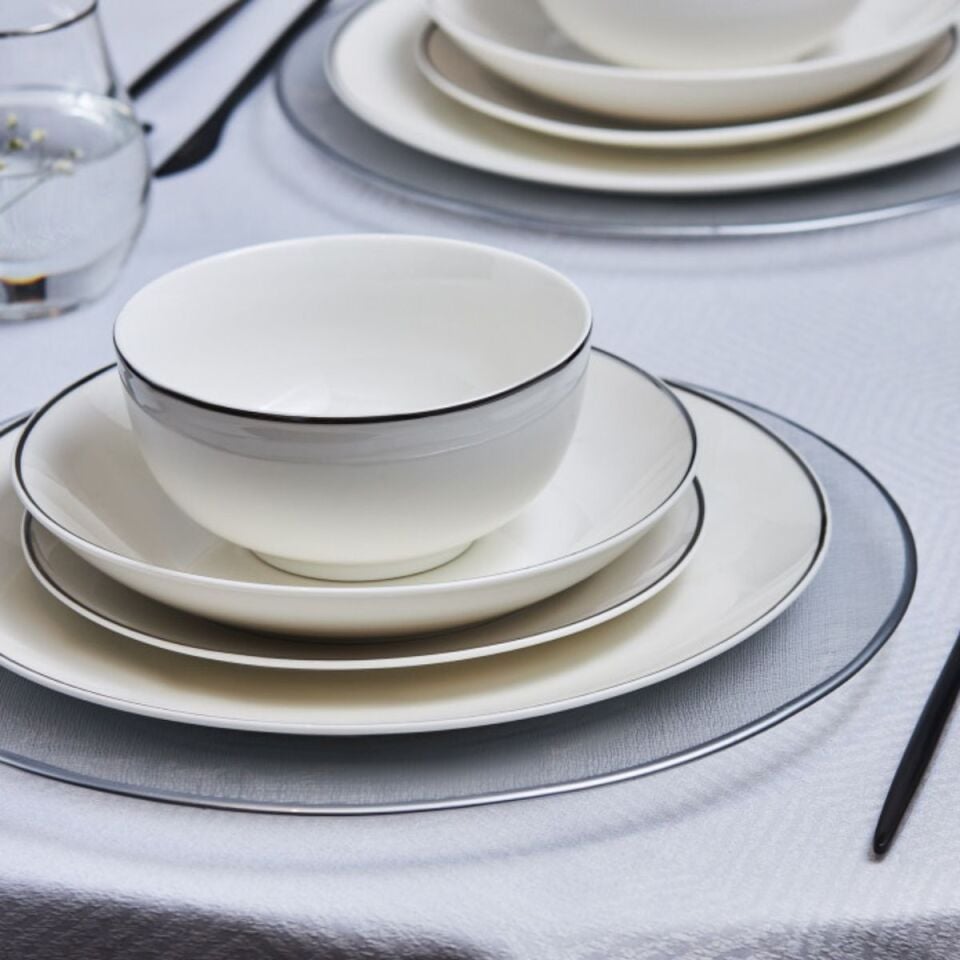 Karaca Elegance Bone Floda 53 Parça 12 Kişilik Yemek Takımı Platin