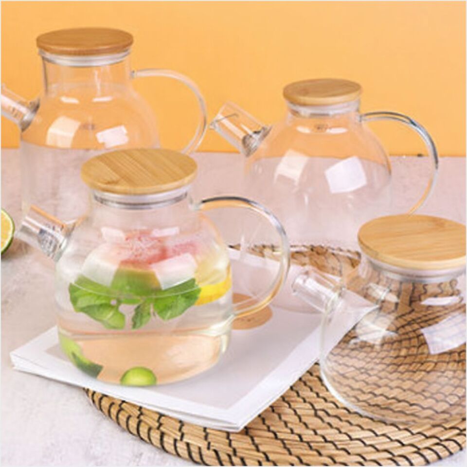 BAMBUM LEAR -SÜZGEÇLİ CAM DEMLİK - 1000ML