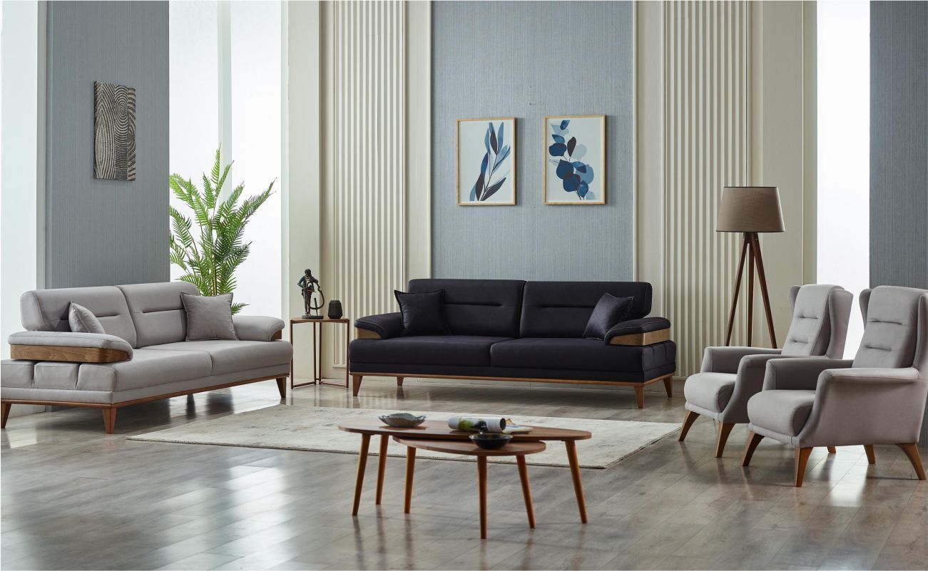 New İnci Koltuk Takımı 3+1+1 Ares Bej 050/3 Lü Ares Yeşil 038