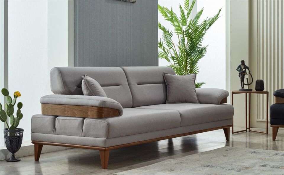 New İnci Koltuk Takımı 3+1+1 Ares Bej 050/3 Lü Ares Yeşil 038