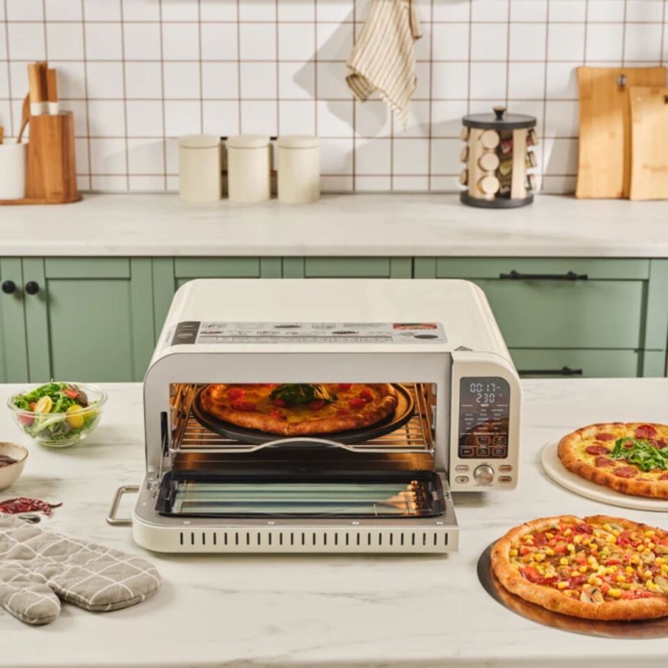 Karaca Multıcrust Artısan Retro Pizza Makinesi Ve Aırfryer Cream