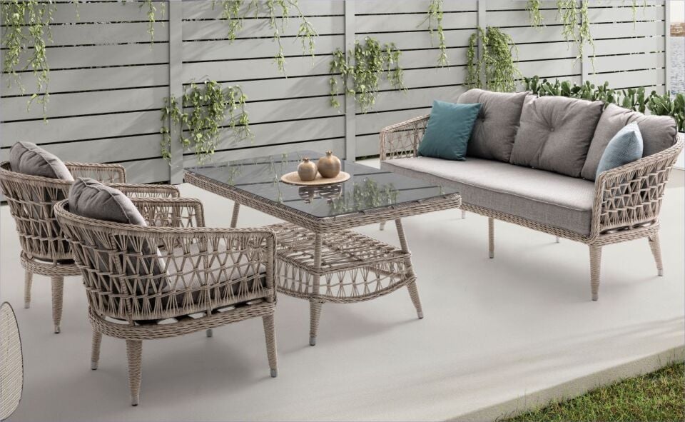 Terazzi Oslo 80X140 Bahçe Oturma Grubu-Cappicino