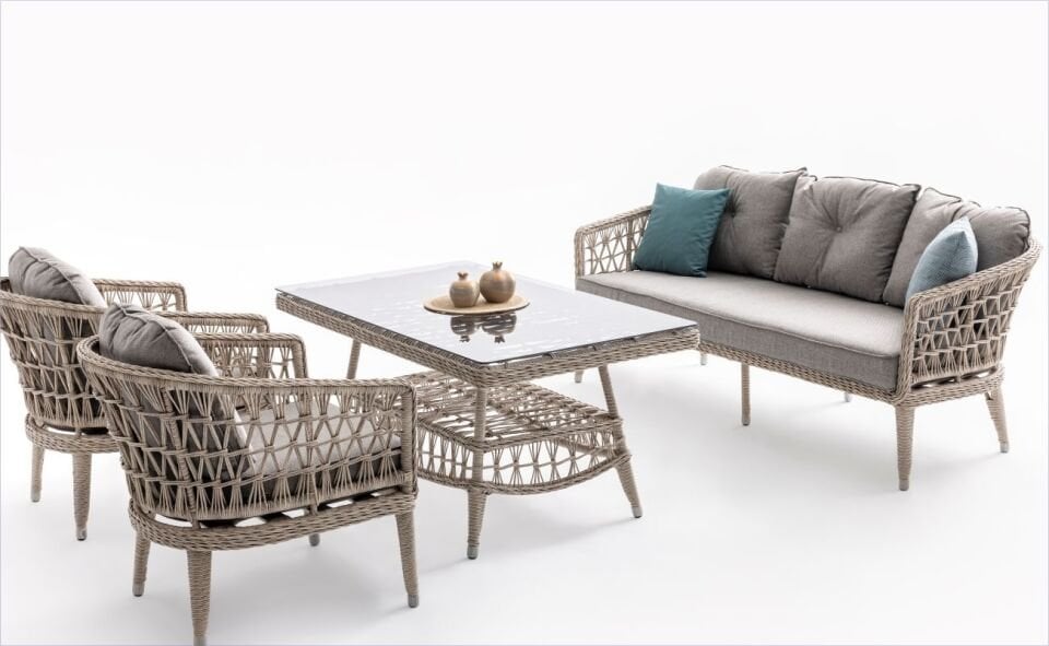 Terazzi Oslo 80X140 Bahçe Oturma Grubu-Cappicino