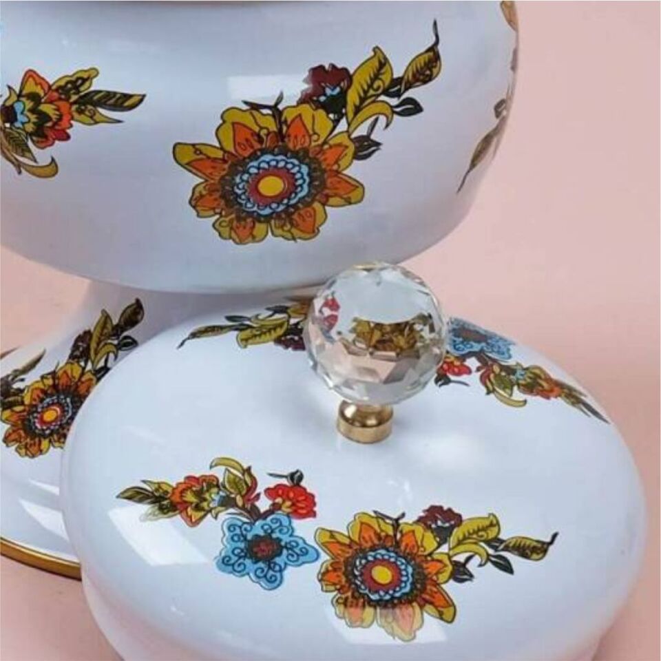 Glore E01-Lorena Emaye Ayaklı Şekerlik 12 Cm