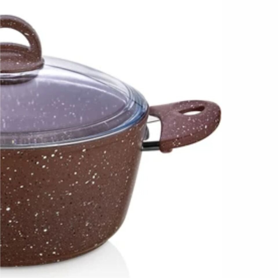 Safınox 22 Cm Granit Derin Tencere-Kahve