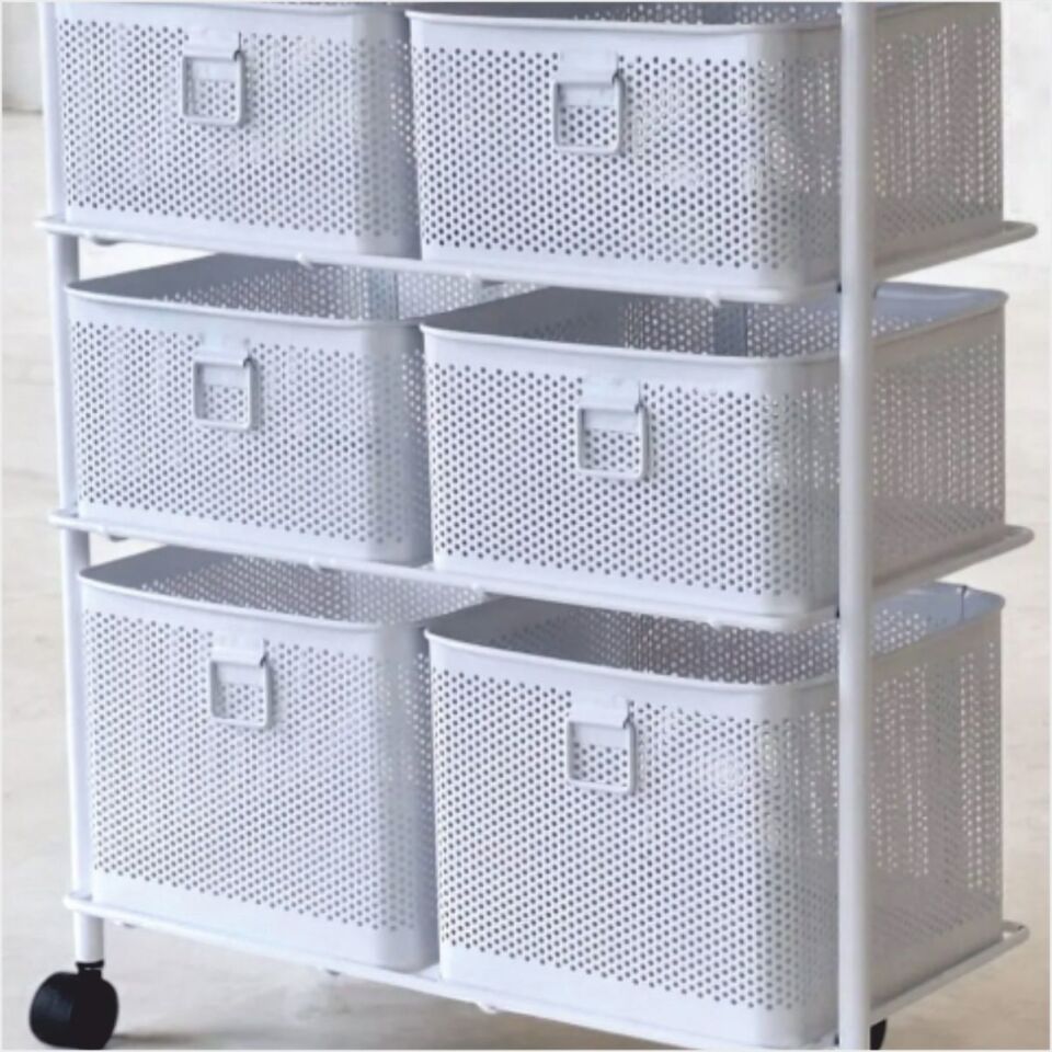 YILDIRAY 1059T 3 KATLI 6 ÇEKMECELİ TEKERLEKLİ SEBZELİK BEYAZ