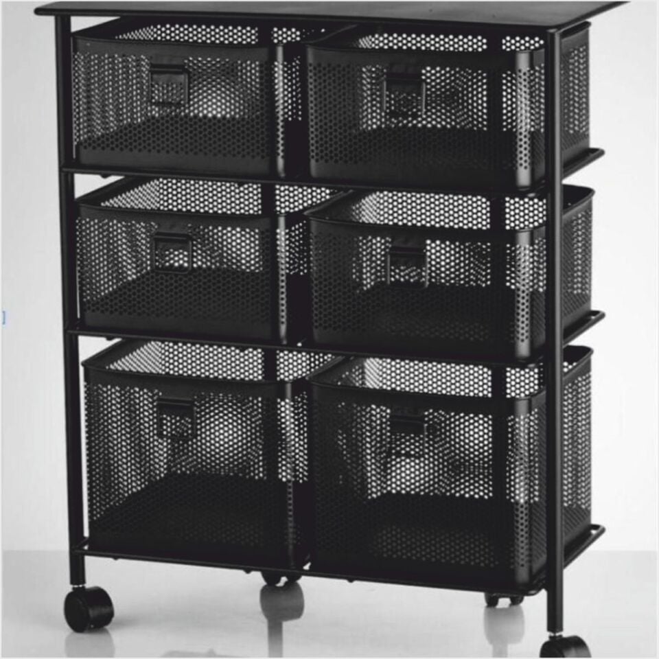 YILDIRAY 1059T 3 KATLI 6 ÇEKMECELİ TEKERLEKLİ SEBZELİK ANTRASİT