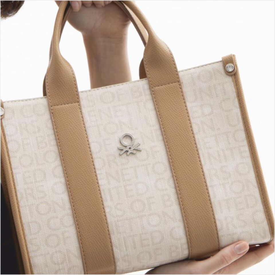 Benetton  BNT-1591 Monogram Eskitme El Çantası Bej-Camel