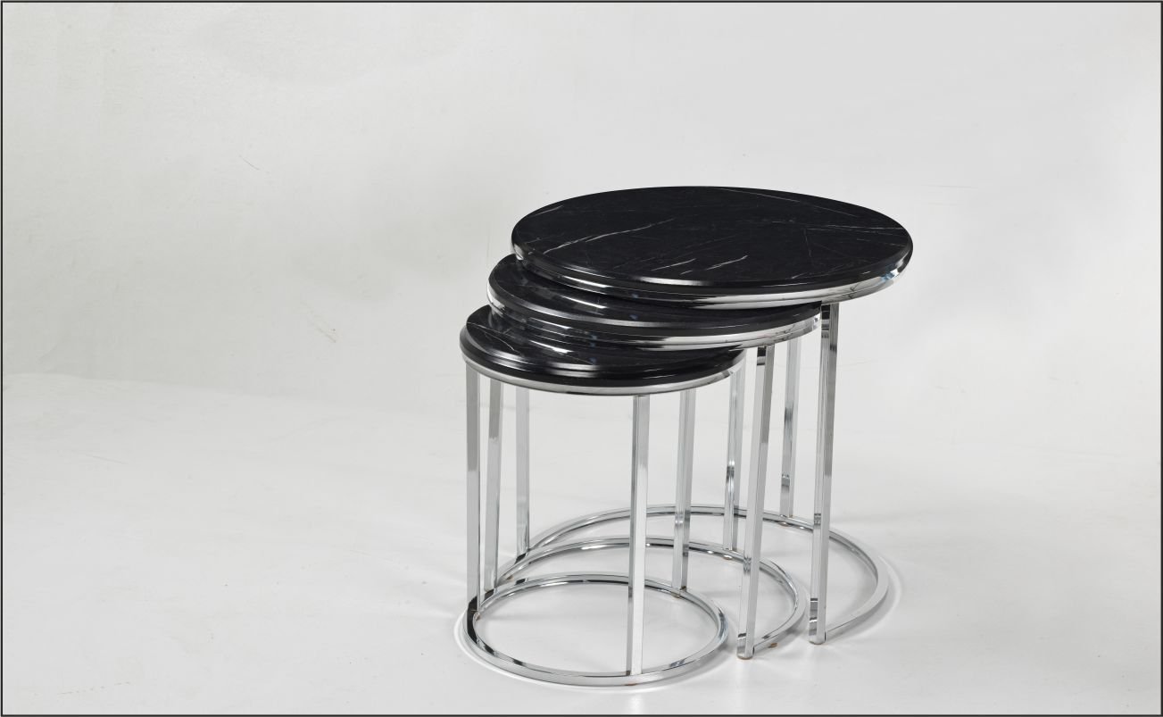 Odabaşı C Zigon Krom Sehpa Siyah Mermer