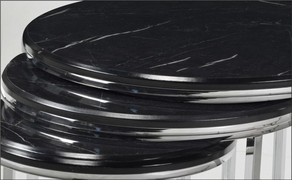 Odabaşı C Zigon Krom Sehpa Siyah Mermer