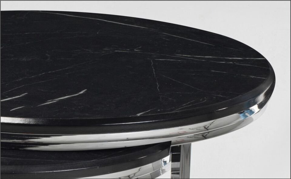 Odabaşı C Zigon Krom Sehpa Siyah Mermer