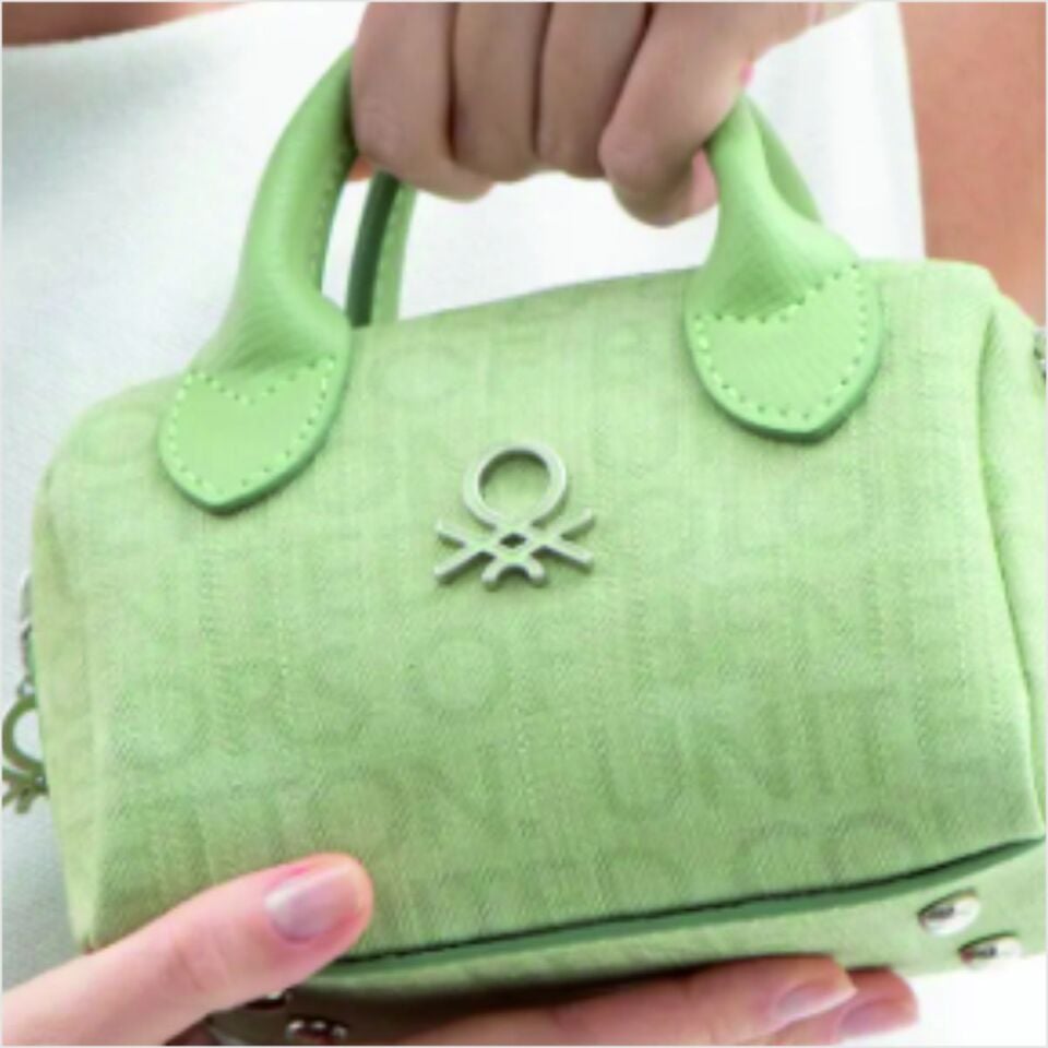 Benetton  BNT-1591 Monogram Eskitme El Çantası Yeşil