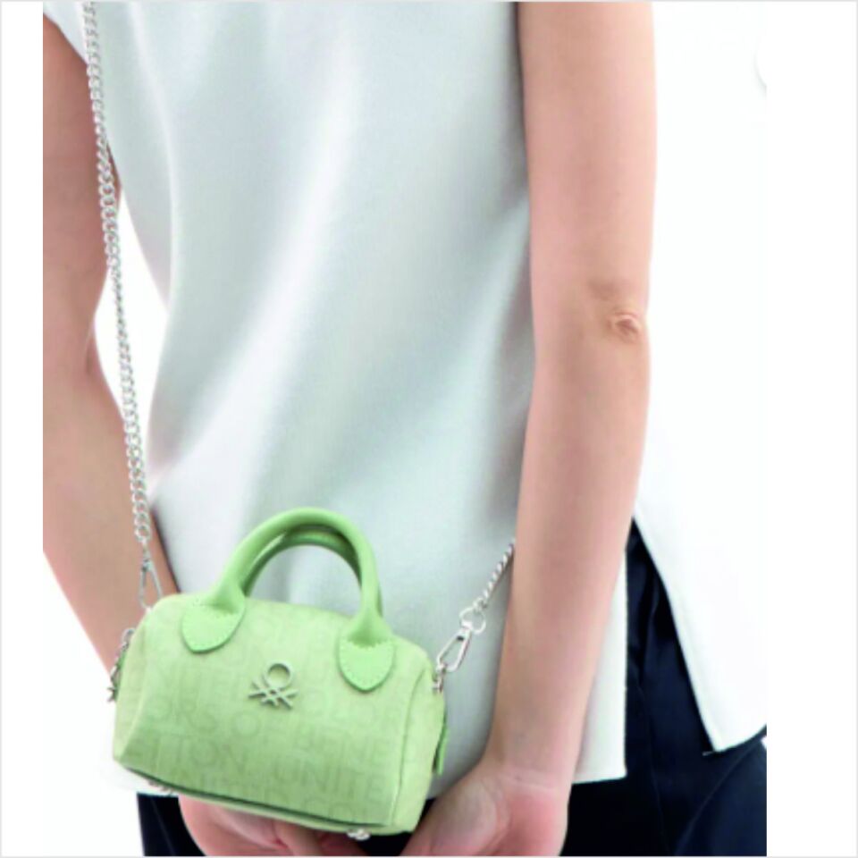 Benetton  BNT-1591 Monogram Eskitme El Çantası Yeşil