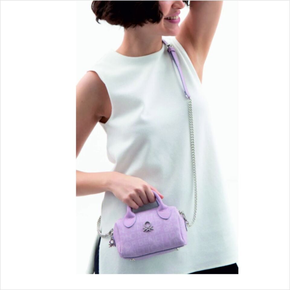 Benetton  BNT-1591 Monogram Eskitme El Çantası Lila