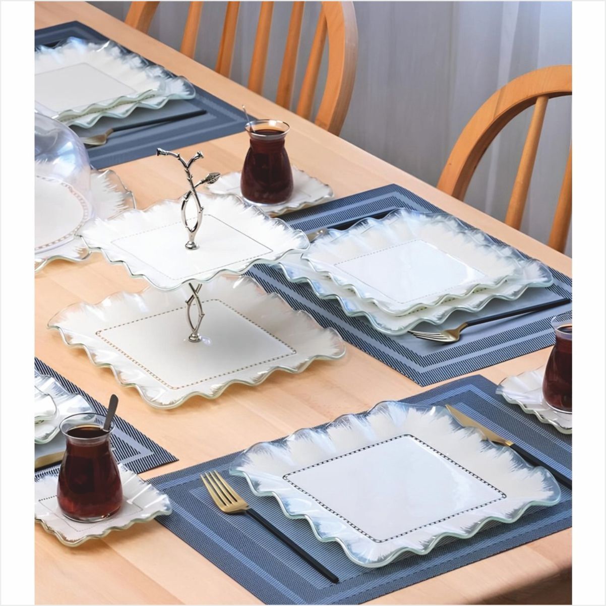 Glore Latte Şeffaf Platin 28 Parça Tea Time