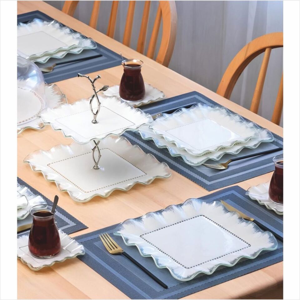 Glore Latte Şeffaf Platin 28 Parça Tea Time