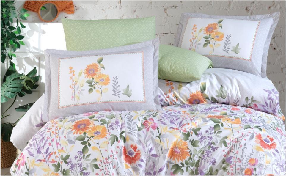 Aran Clasy Ranforce %100 Pamuk Çift Kişilik Dört Mevsim Set Galya V1 Yeşil