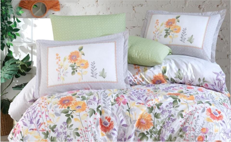 Aran Clasy Ranforce %100 Pamuk Çift Kişilik Dört Mevsim Set Galya V1 Yeşil