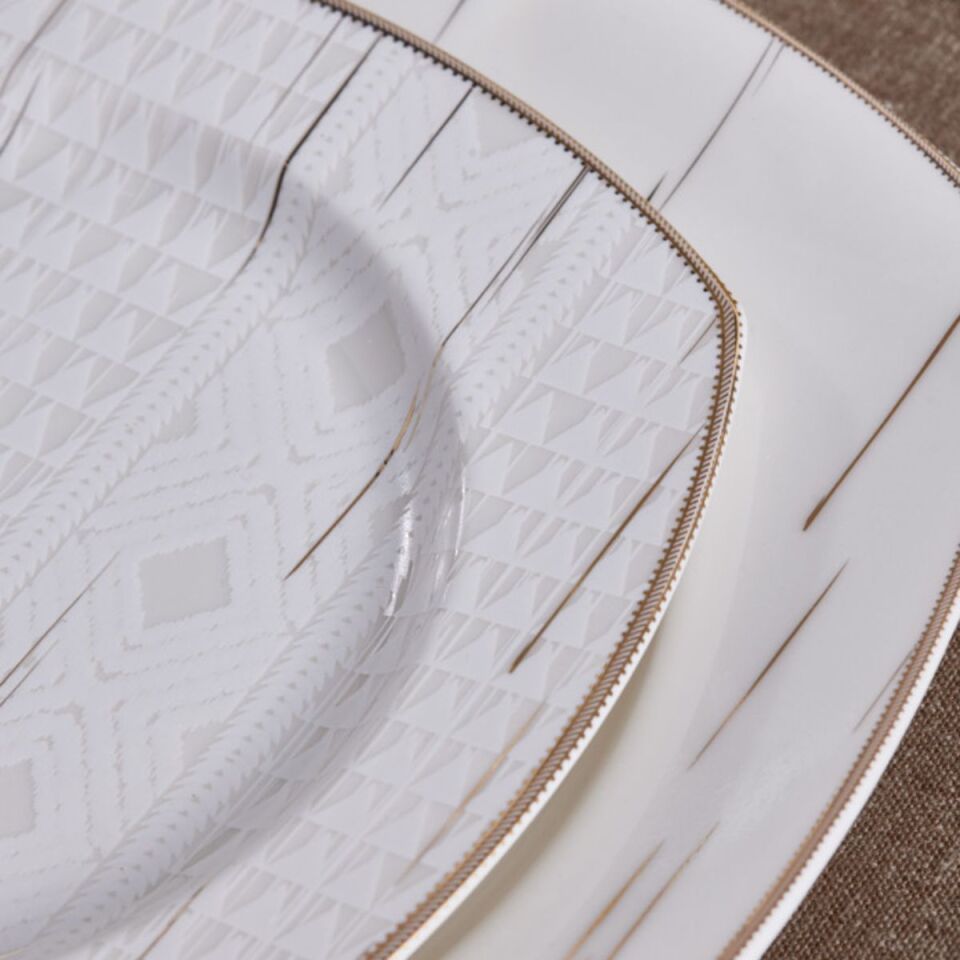 Karaca Batik Fine Cream Kare 60 Parça 12 Kişilik Yemek Takımı