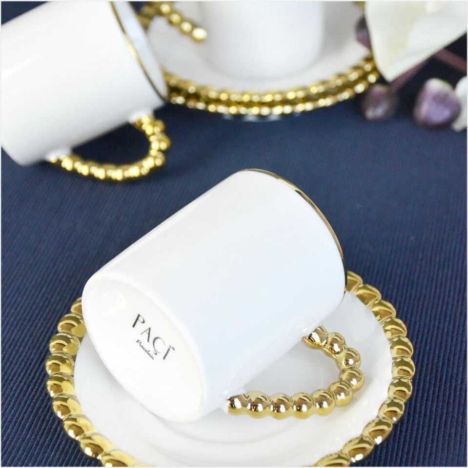 ŞENER  P/POR-101754PAÇİ-PUNTO BEYAZ YALDIZLI 6LI KAHVE FİNAN