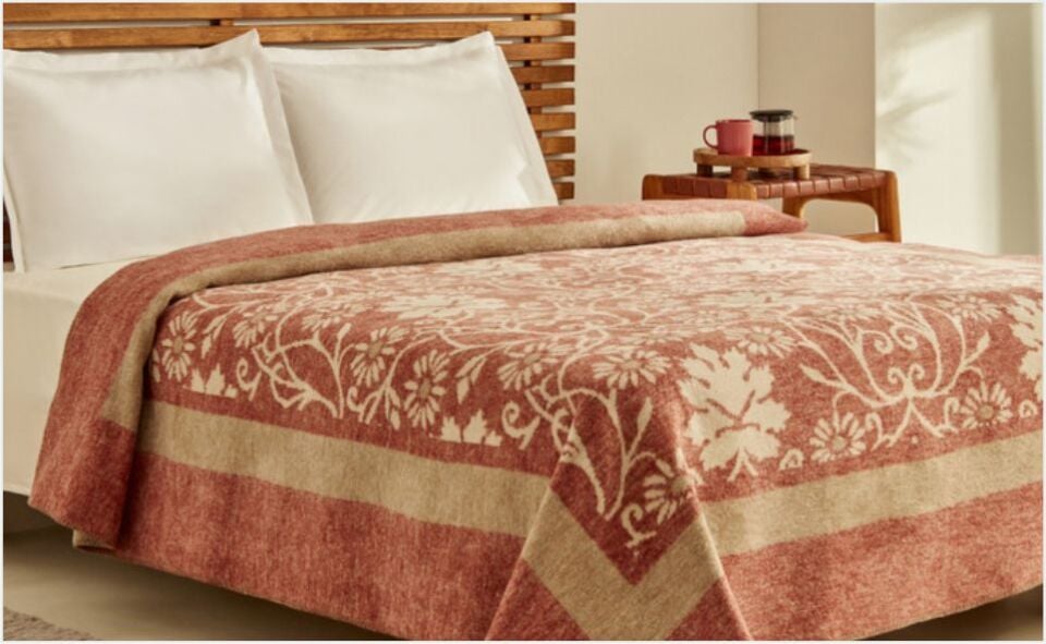 Karaca Home Flara Çift Kişilik Pamuklu Battaniye Terracotta