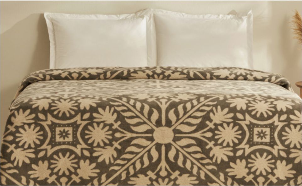 Karaca Home Velma Çift Kişilik Pamuklu Battaniye Gri