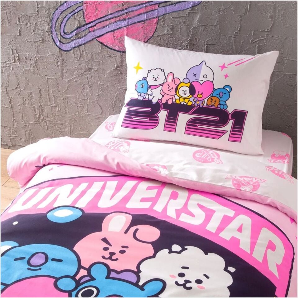 Taç Lisanslı BT21 Tek Kişilik Nevresim Takımı