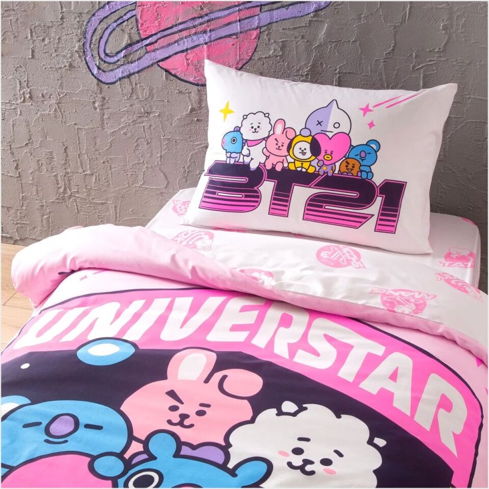 Taç Lisanslı BT21 Tek Kişilik Nevresim Takımı