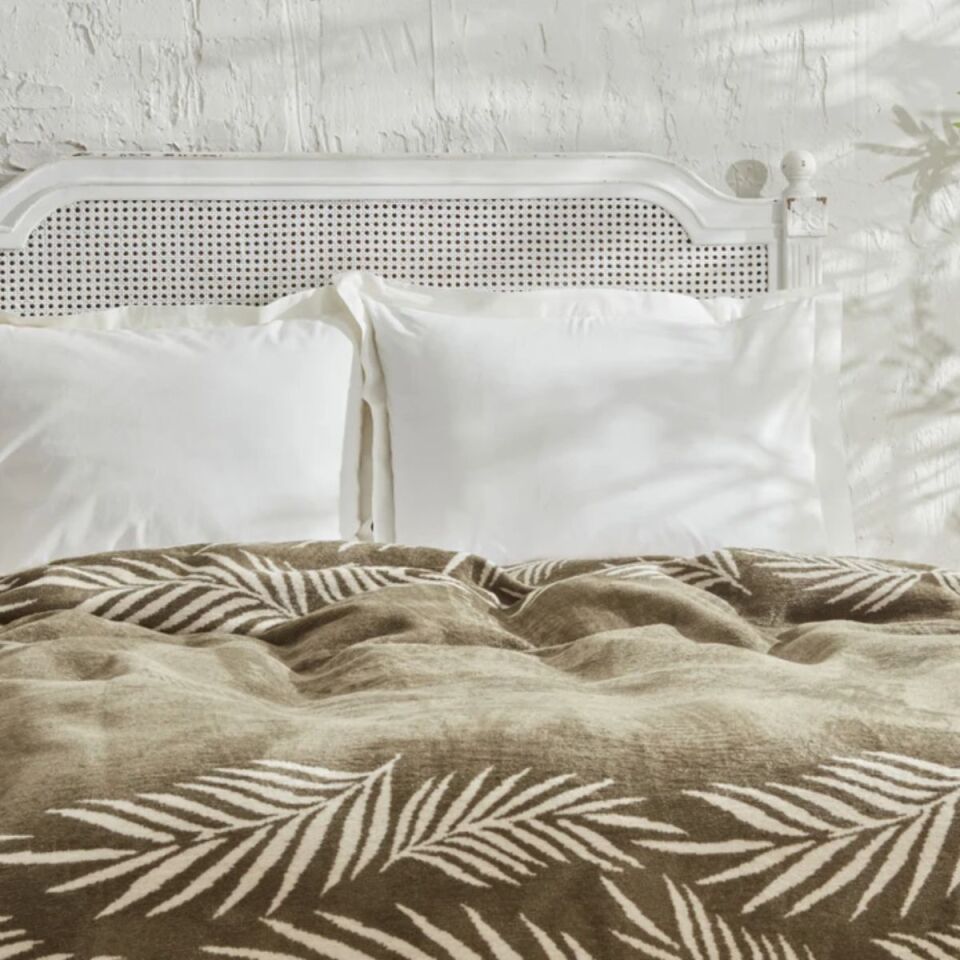 Karaca Leaf Pamuk Battaniye Çift Kişilik Haki