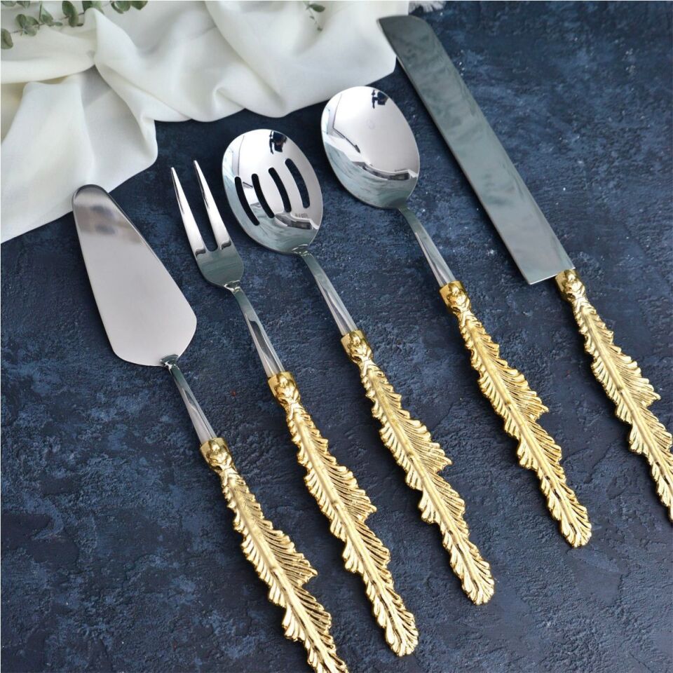 Rekabet Tüy 5 Parça Servis Seti Altın