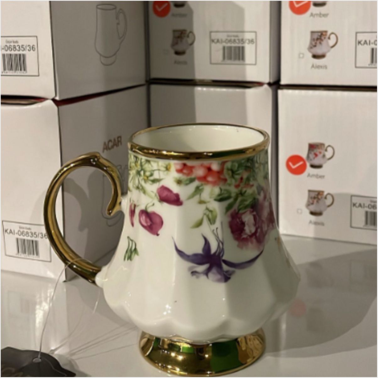 ACAR KAI-06835/36 ALEXIS AMBER PORSELEN KUPA