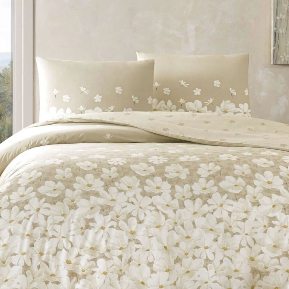 Taç April Ranforce Tek Kişilik Nevresim Takımı Bej