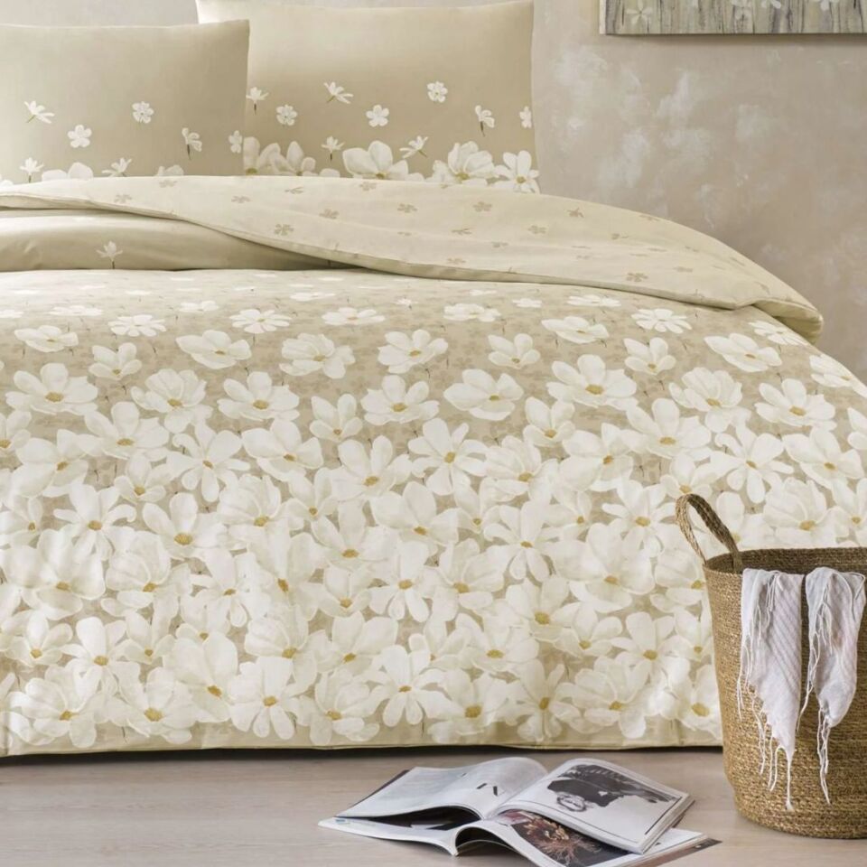 Taç April Ranforce Tek Kişilik Nevresim Takımı Bej