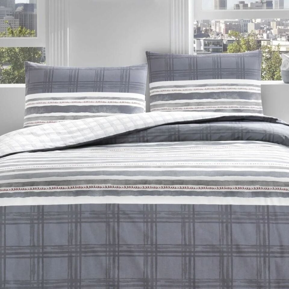 Taç Sidra Lacivert Ranforce Çift Kişilik Nevresim Takımı