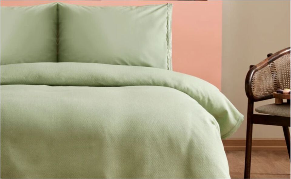 Karaca Home Alia % 100 Pamuk Fistolu Çift Kişilik Pike Takımı Adaçayı