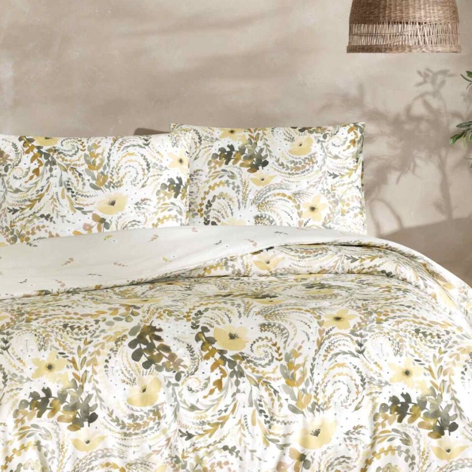 Taç Monroe Ranforce Çift Kişilik Nevresim Takımı Sarı