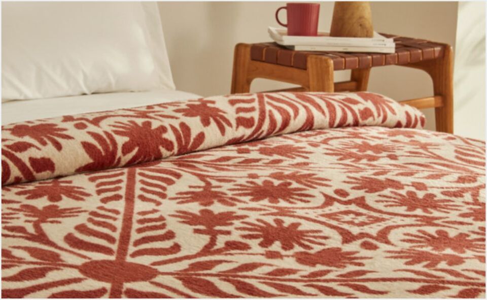 Karaca Home Velma Çift Kişilik Pamuklu Battaniye Terracota