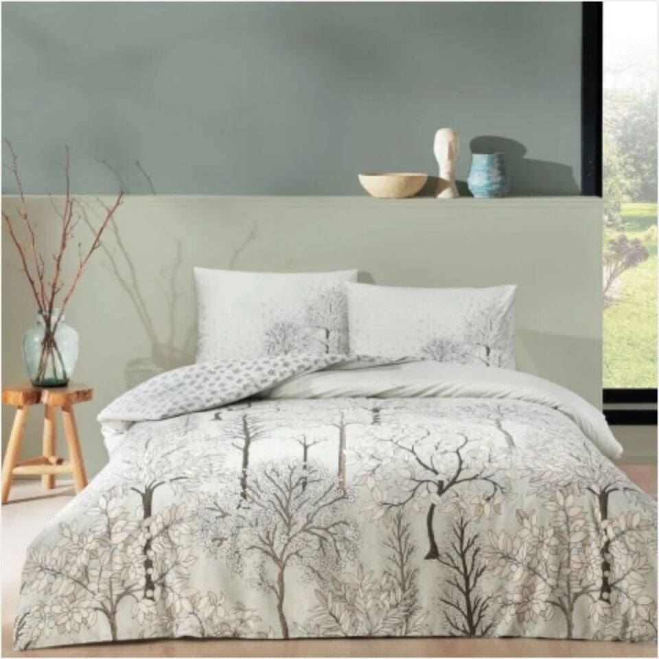 Taç Çift Kişilik Ranforce Nevresim Takımı Sakura Mint