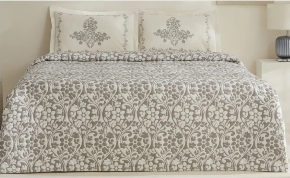Karaca Home Tiara Çift Kişilik Yatak Örtüsü Seti Gri