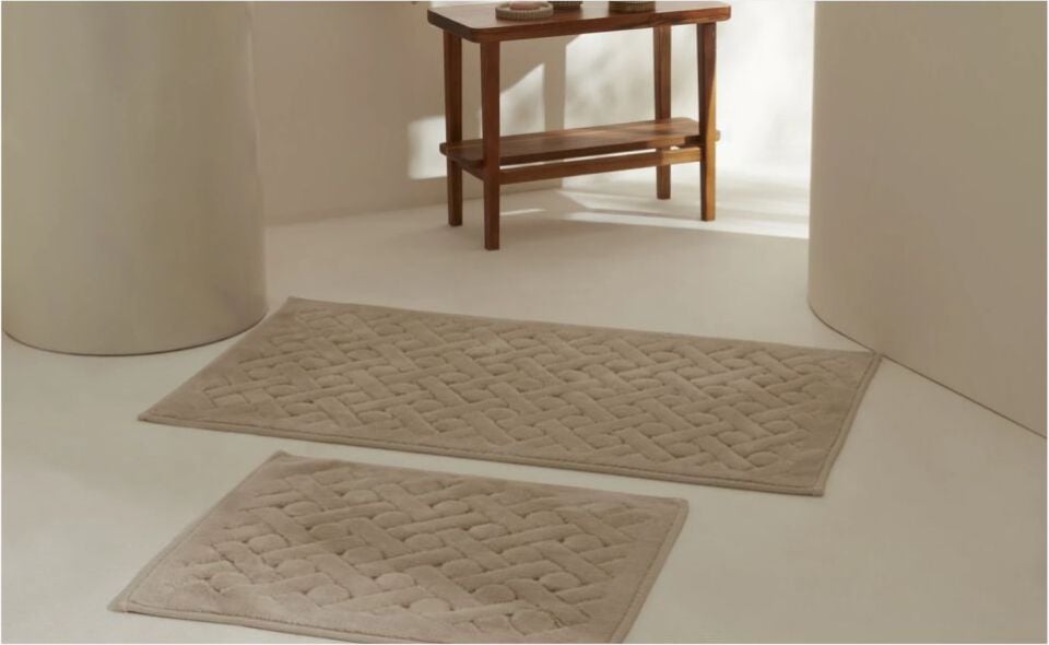 Karaca Home Foley 2'li Banyo Paspası Bej