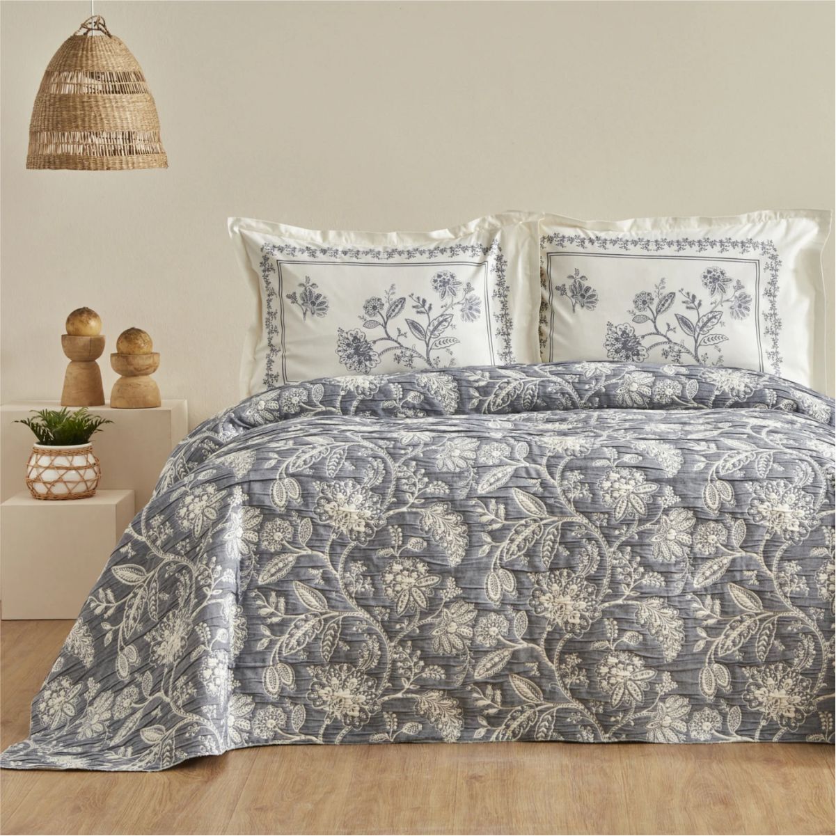 Karaca Home Kh Clay Indıgo Cıft Ks Yatak Ortusu Setı