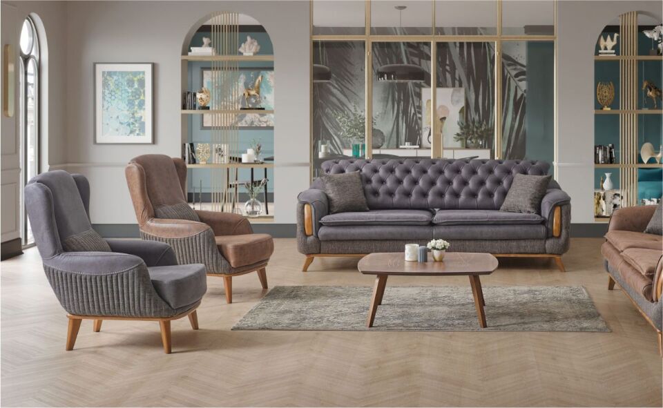 Beyza İntero 04 Koltuk Takımı 3+3+1+1 Vera 04 Krem